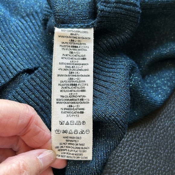 Free People Let It Shine Metallic Sparkle Balloon Sleeve Pullover Sweater Size S - Picture 11 of 14